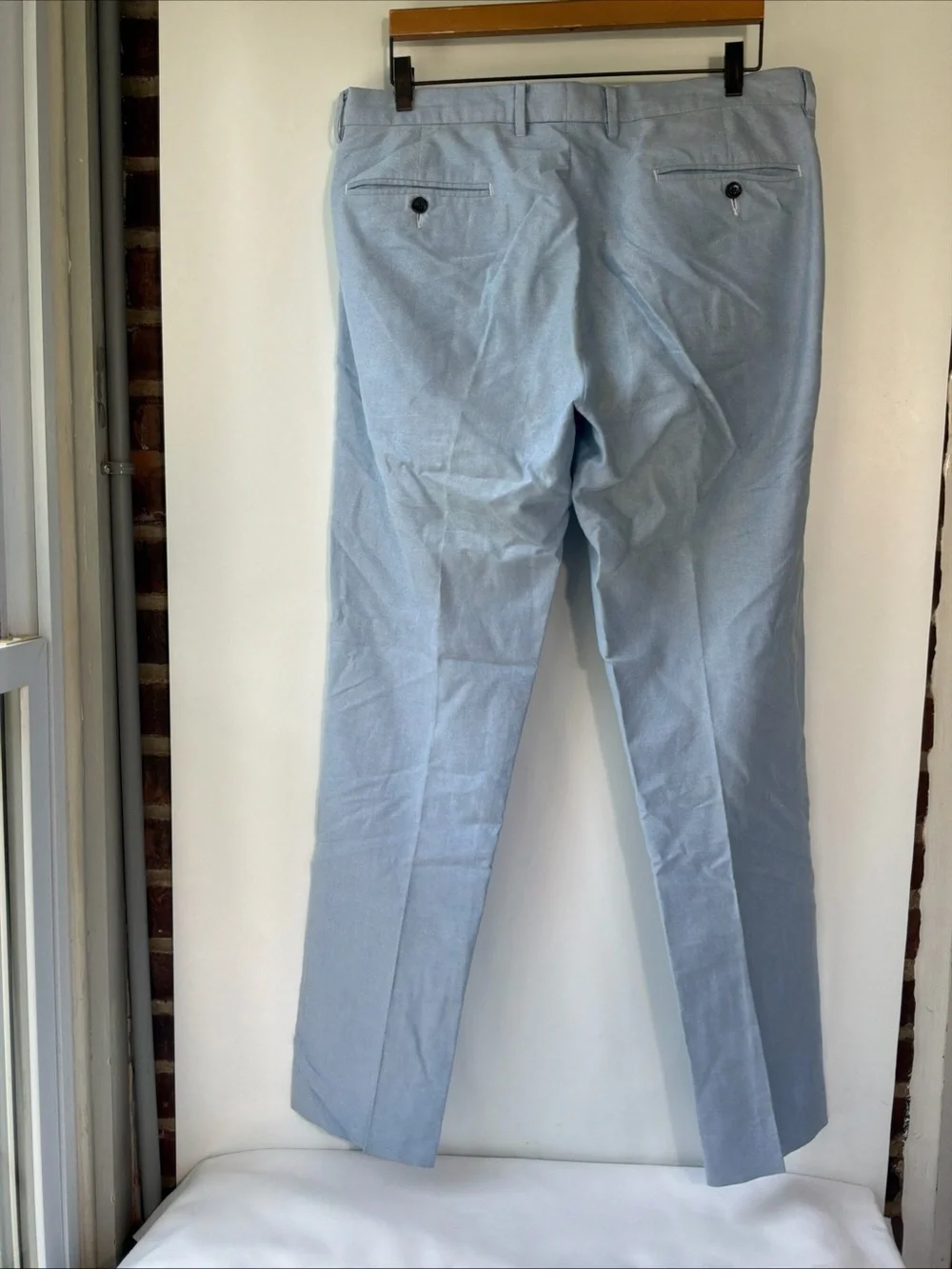 J Crew Bowery Dress Pants Mens Slim Blue Cotton Size 34 X 34